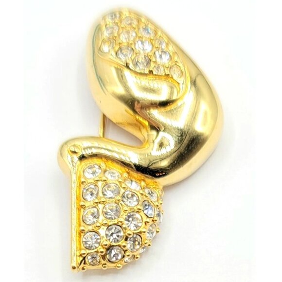 Swarovski Goldtone Clear Crystal Pelican Brooch Signed - Picture 2 of 7